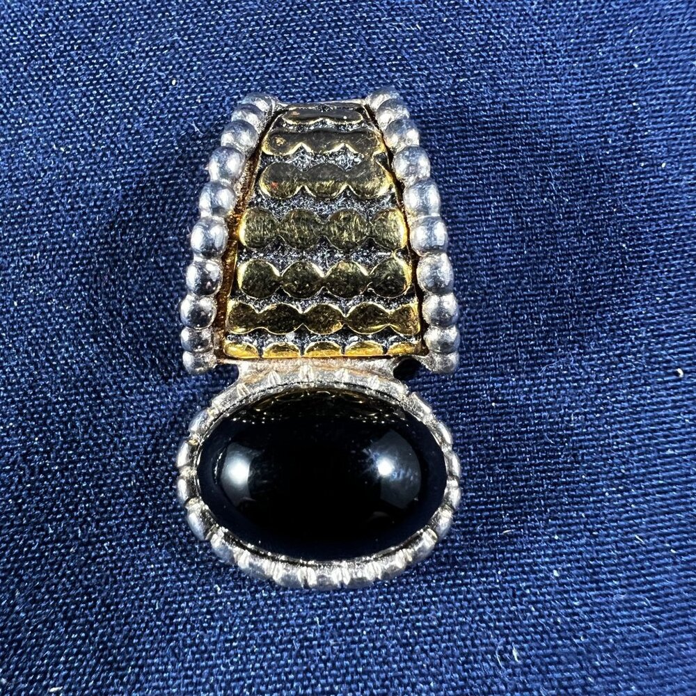 Vintage Sterling Silver Pendant Set With Blue & Black Stones Ornate Designs - Picture 6 of 6